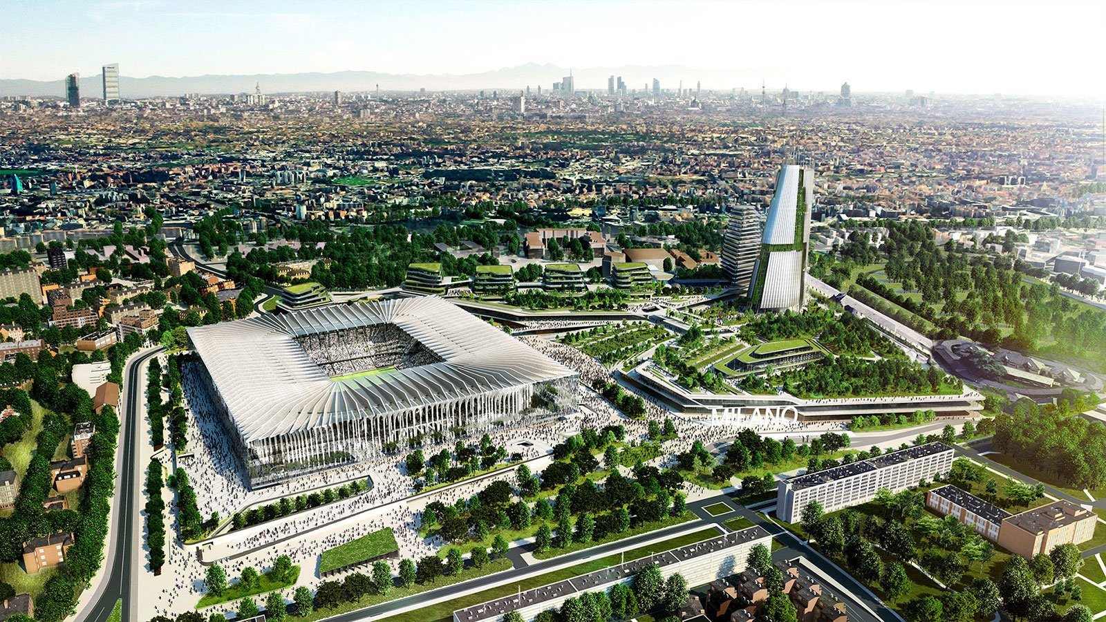 New Milan Stadium proposal - The Cathedral by Populous landscape