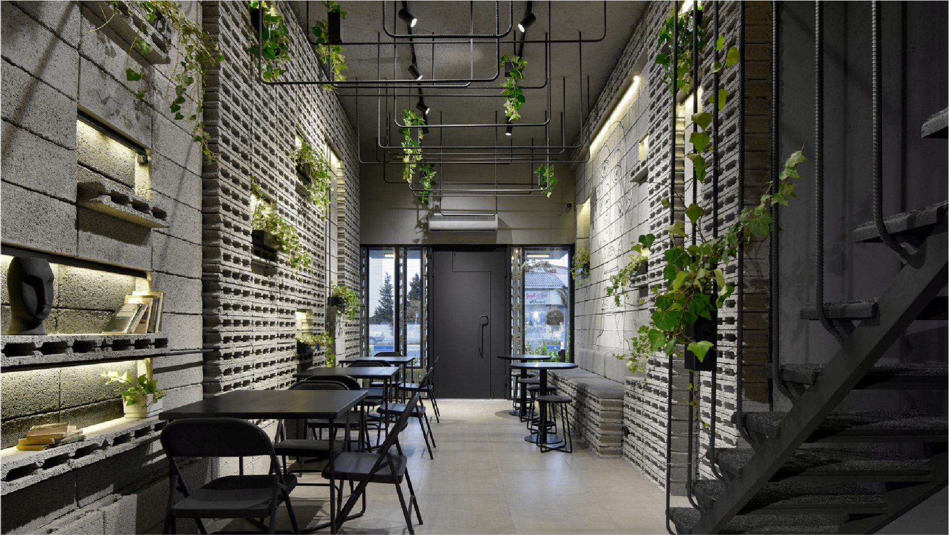 futuristic interior design cafe