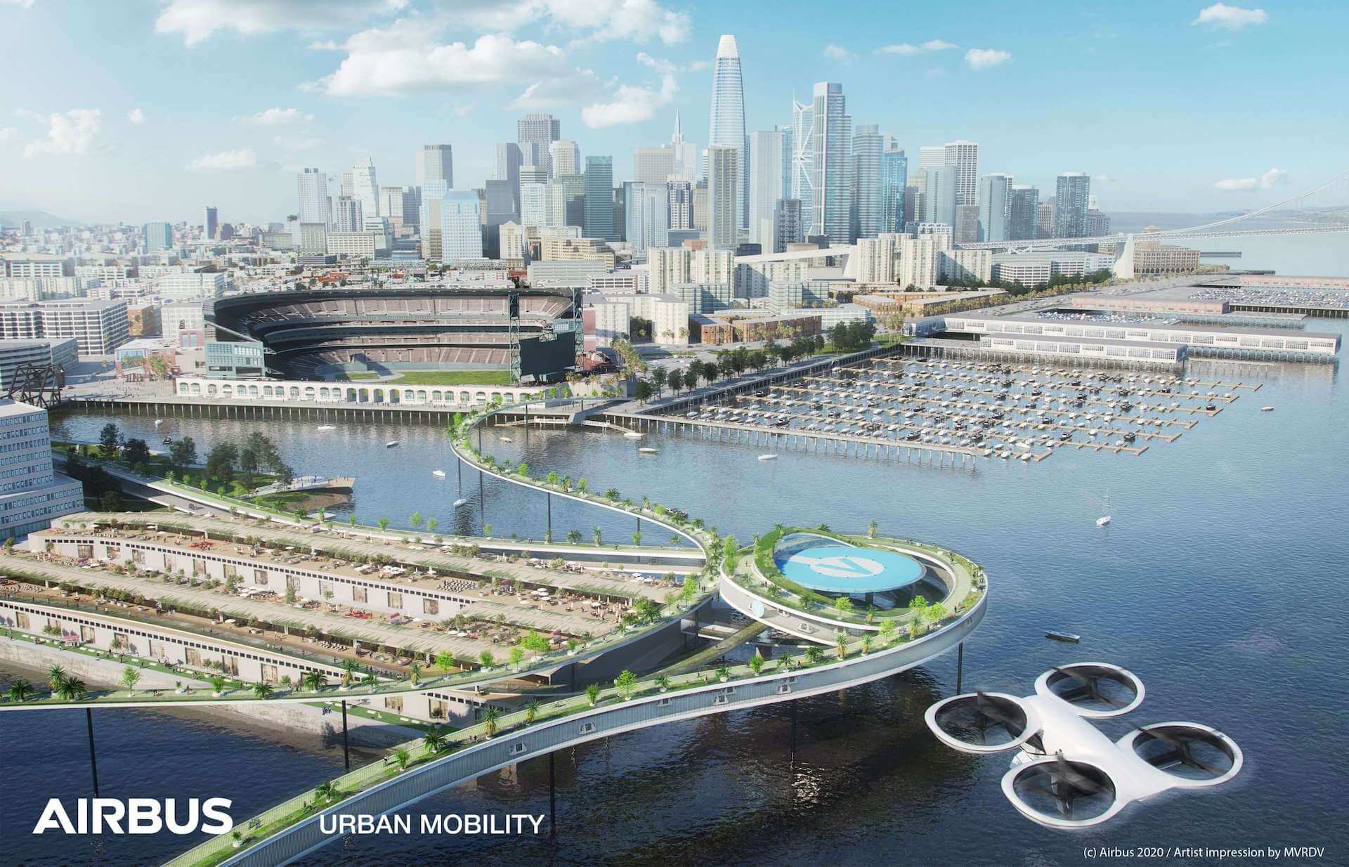MVRDV and Airbus - AAUM Vertipad San Francisco Harbour - The future of Urban Air Mobility