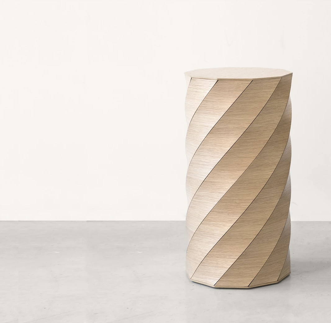 Twisted Table by Tesler + Mendelovitch /  wooden textile 