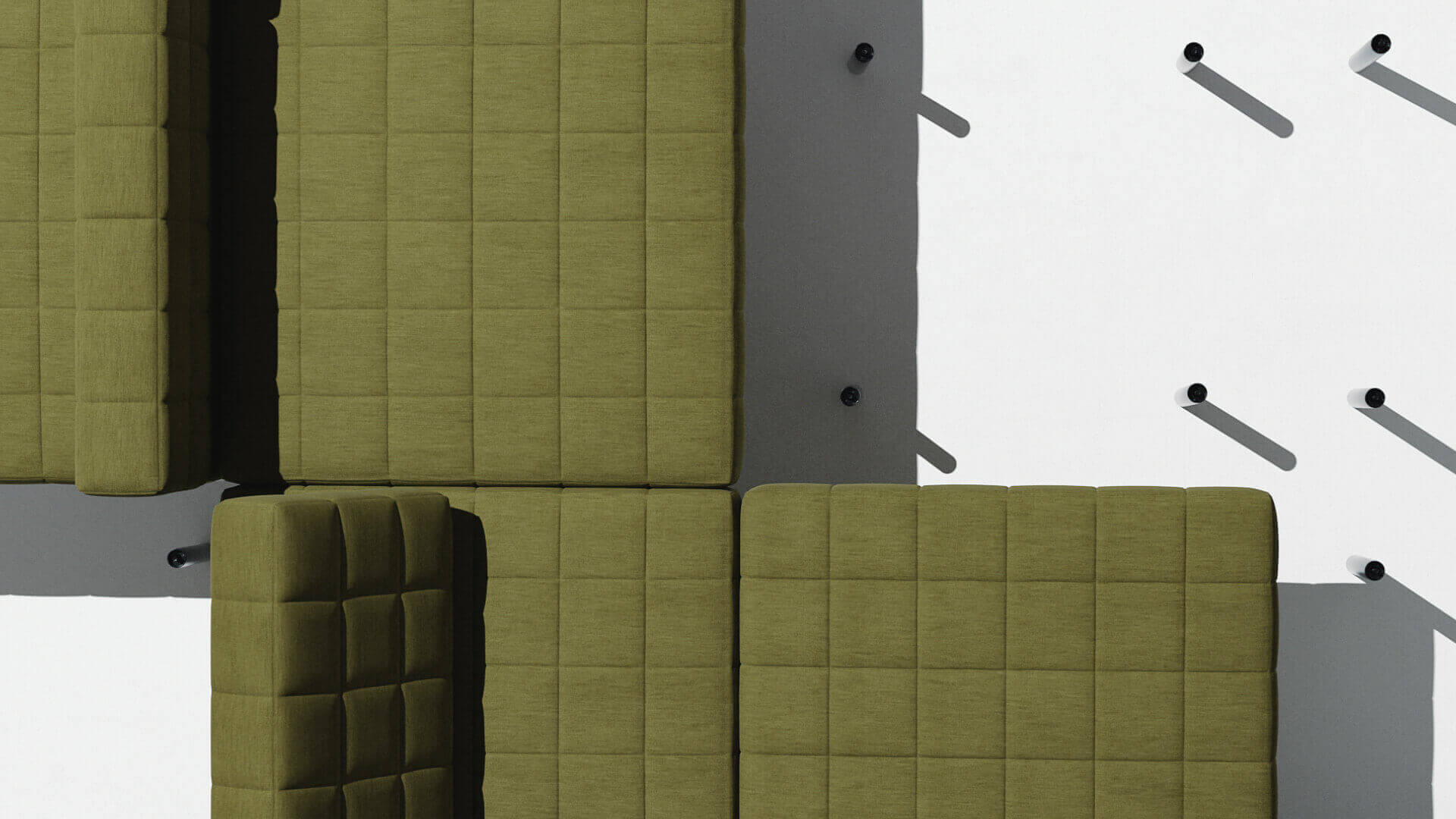 Details of green Voxel sofa
