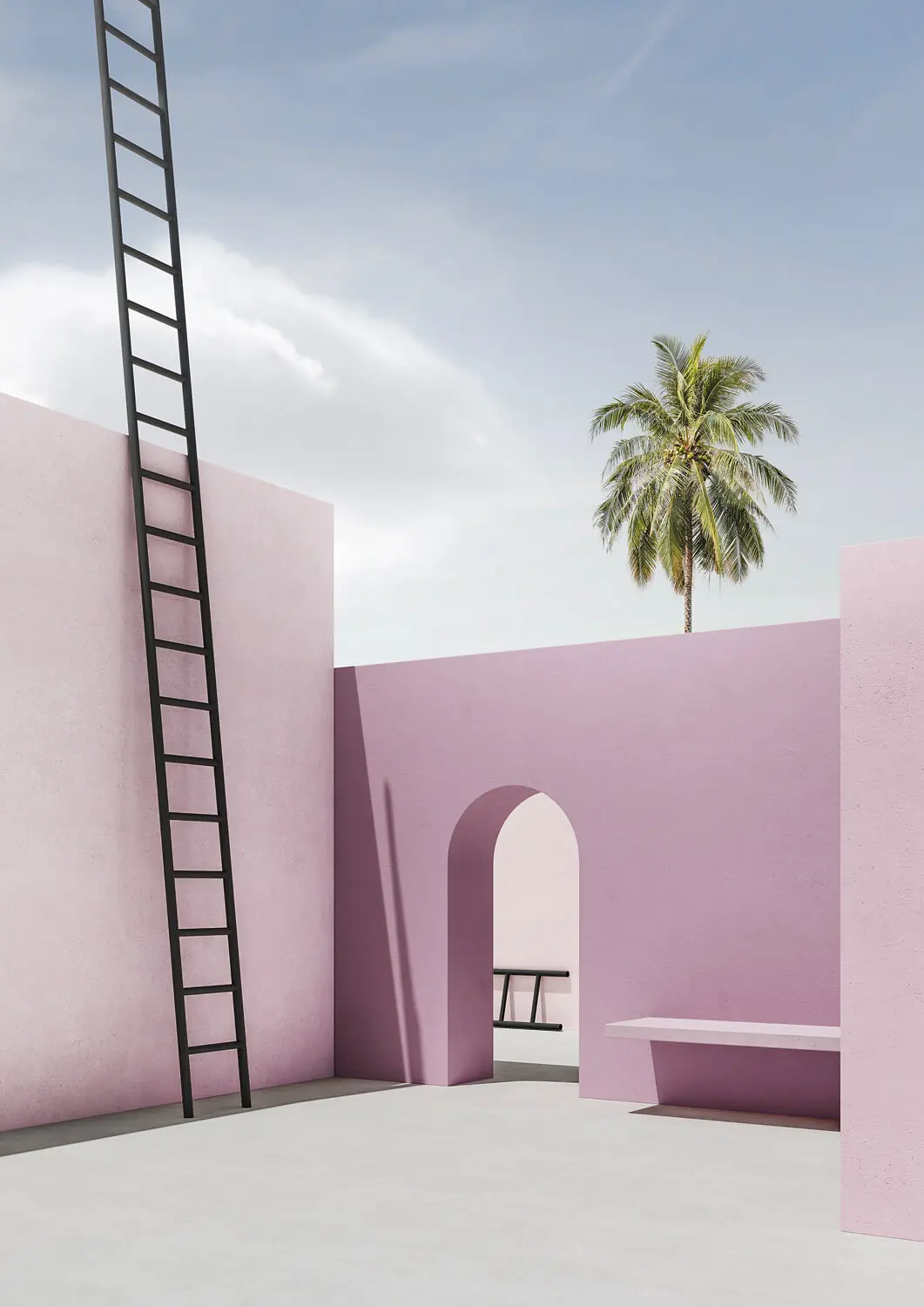 Massimo Colonna - pink structure with ladder, Ambiguos collection