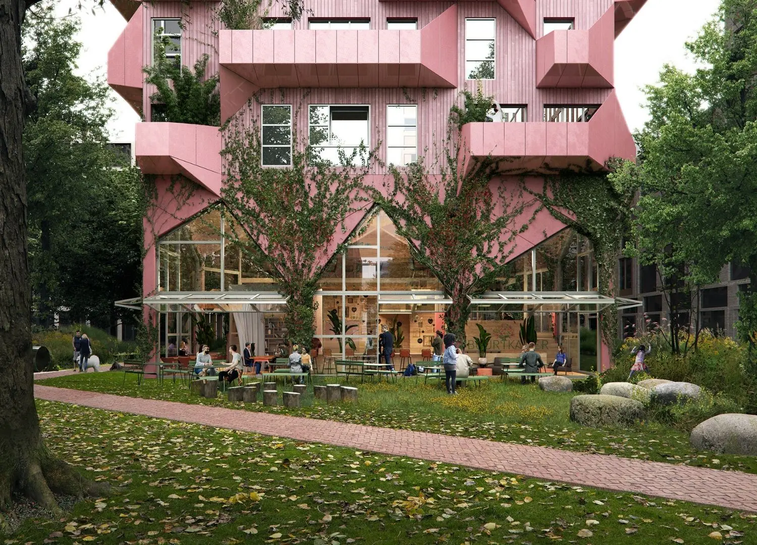 VMX architects, DS Landscape Architects and Edwin Oostmeijer _ Pink residential proposal _ Amsterdam