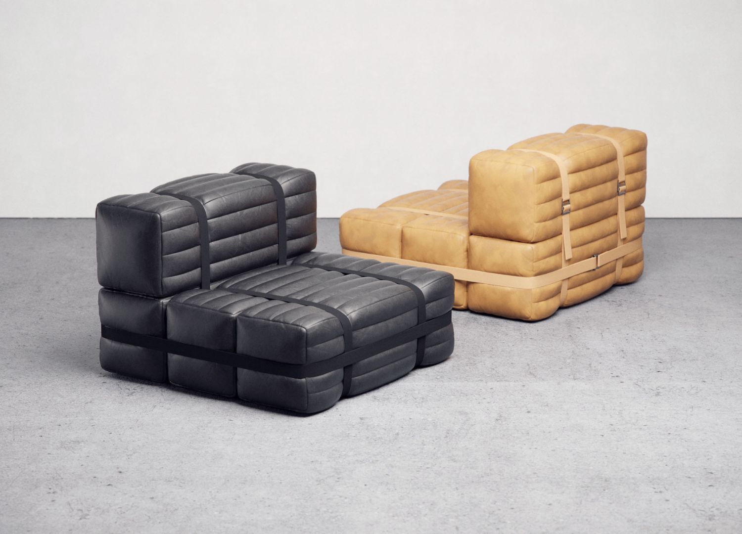 The Hay Bale Sofa System by Nicholas Baker - Unique furniture designs _ ratchet straps