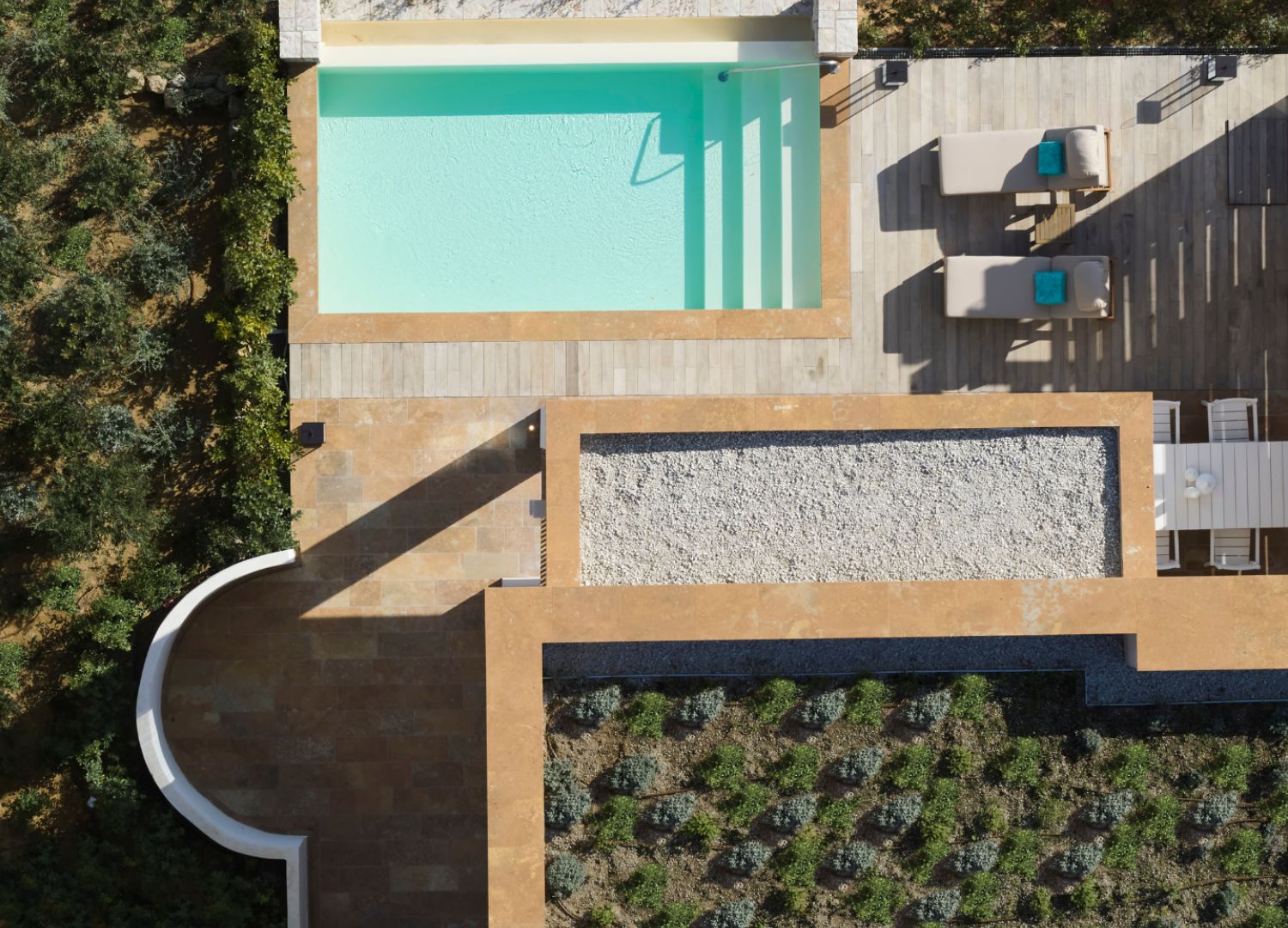 Top view of a hillside villa with private pool - ©Angsana Corfu