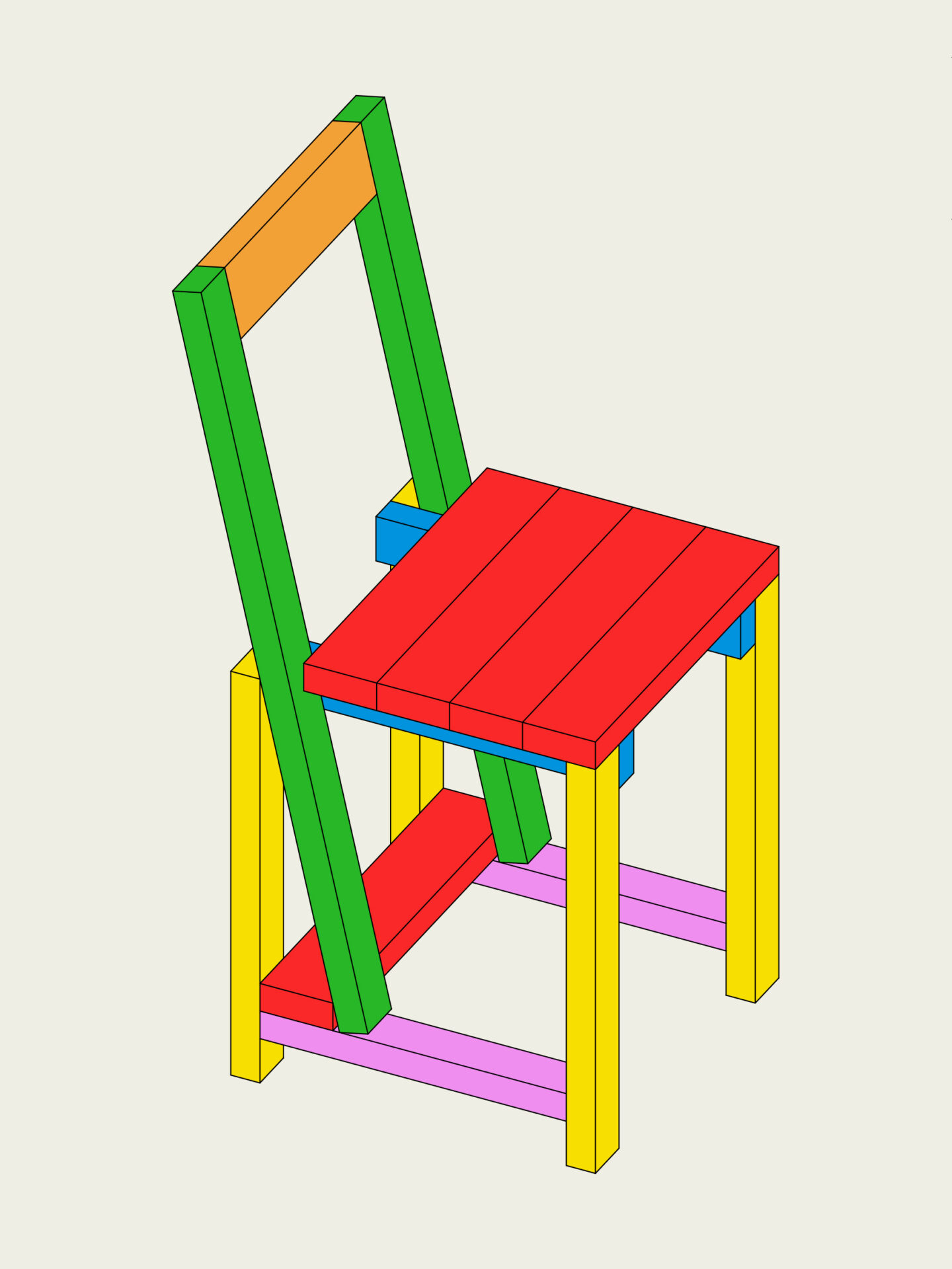 Silla K2 drawing, instructions to build a chair by yourself © Marc Morro