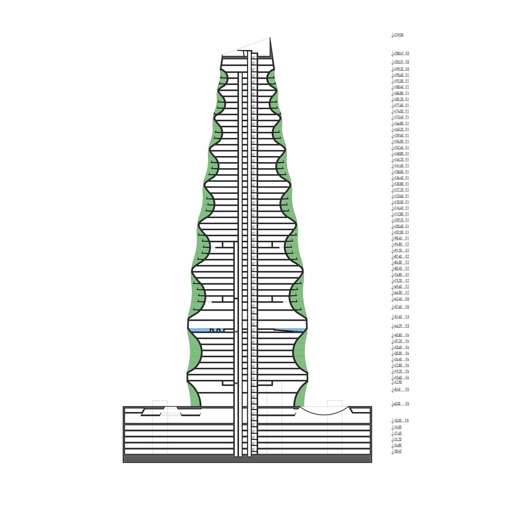 Vertical Oasis Building - section cut