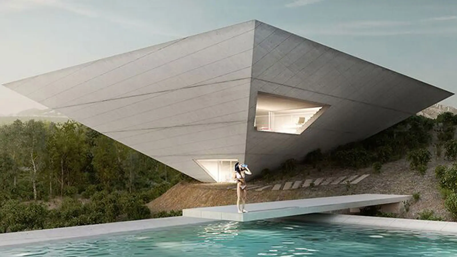 This gravity-defying home is part of French Developer Christian Bourdais’ Solo Houses series.
