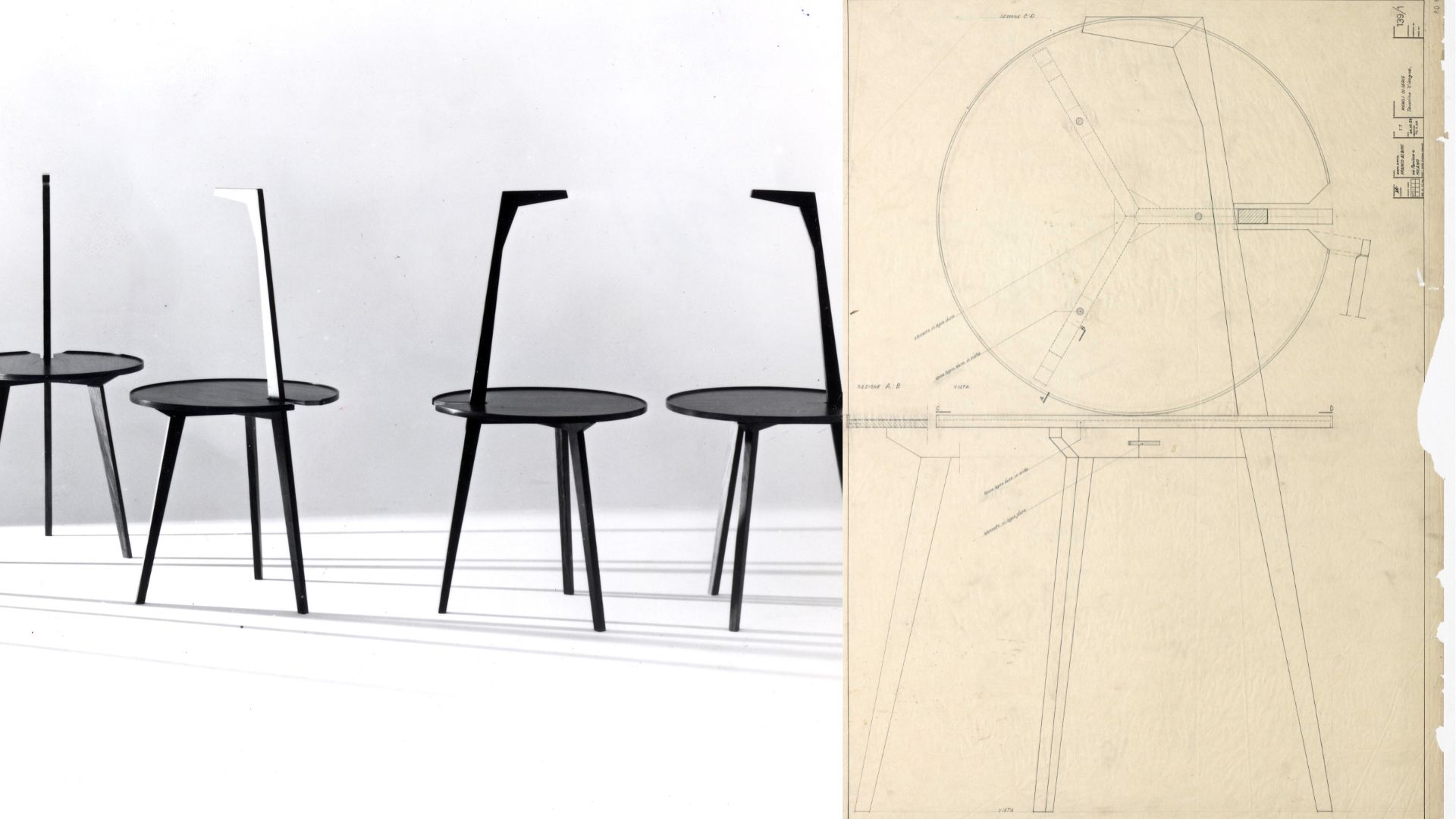 The Cicognino table was designed in 1952: the name recalls the stork, the bird that inspired its essential shapes